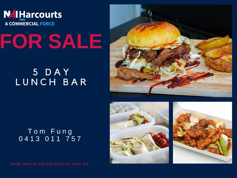 Food/Hospitality - Prestigious 5-Day Lunch Bar in the Growing Forrestdale Industrial Area