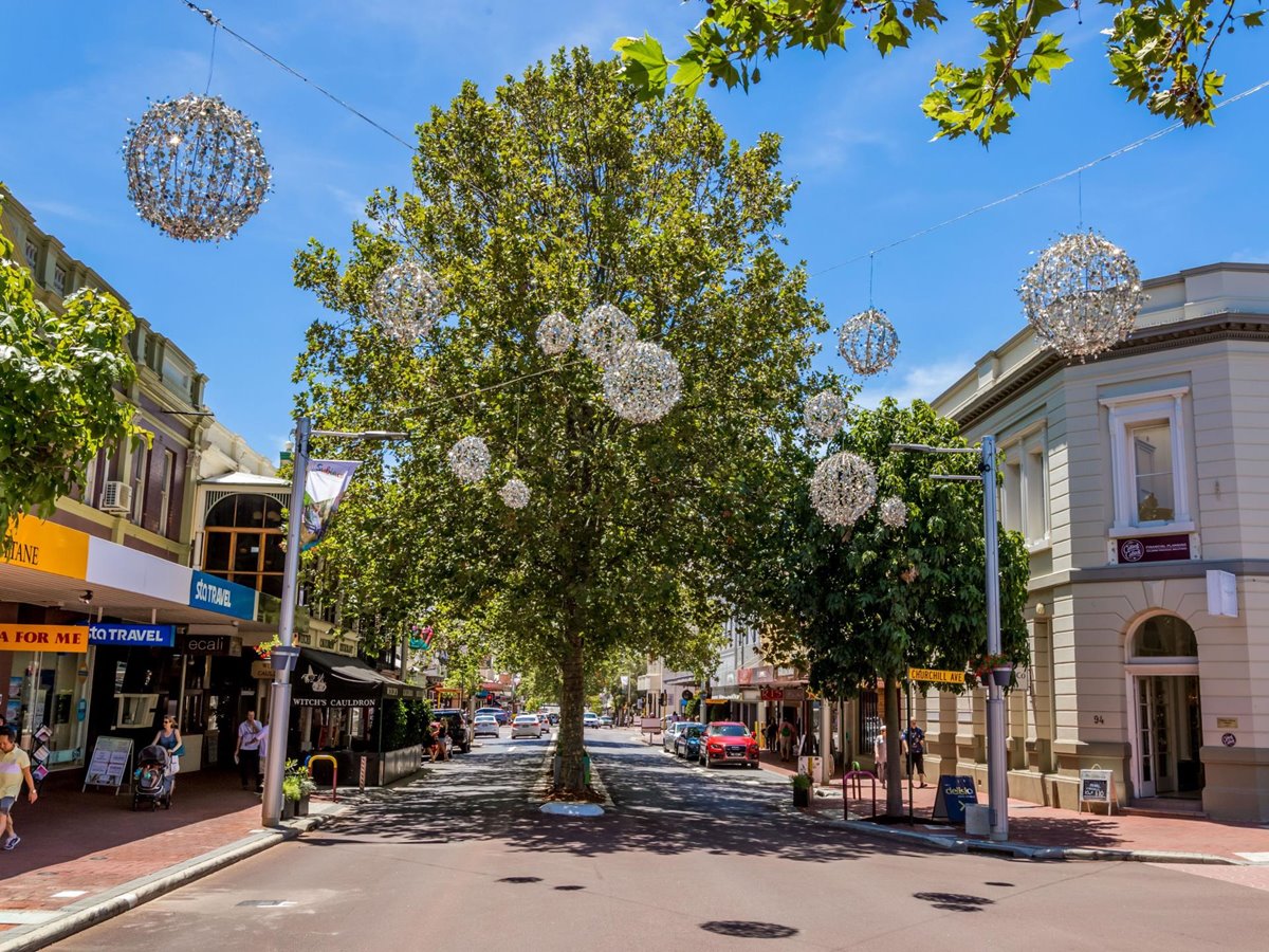 Leafy commercial street in Subiaco Western Australia